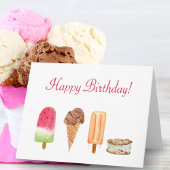 ウォーターカラーアイスクリーム&ポプシクル誕生日 カード