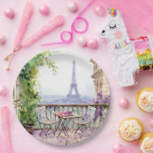 ウォーターカラーアイフェルトワーパリスフランスのカフェ ペーパープレート (パーティー)