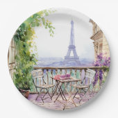ウォーターカラーアイフェルトワーパリスフランスのカフェ ペーパープレート (正面)