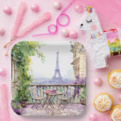 ウォーターカラーアイフェルトワーパリスフランスのカフェ ペーパープレート (パーティー)