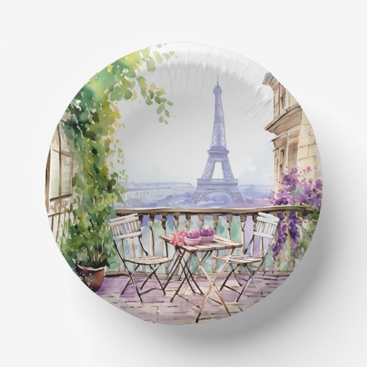 ウォーターカラーアイフェルトワーパリスフランスのカフェ ペーパーボウル (正面)