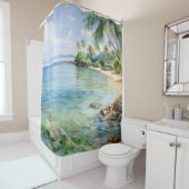 ウォーターカラーアイランドパラダイスコーブ シャワーカーテン (インサイチュ)