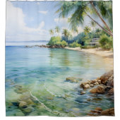 ウォーターカラーアイランドパラダイスコーブ シャワーカーテン (正面)