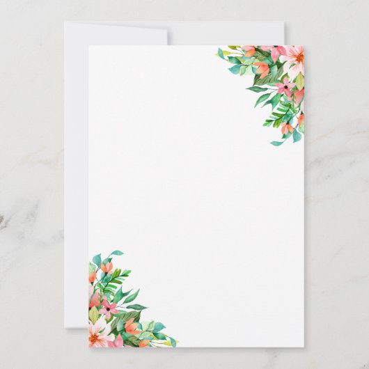 ウォーターカラーアイランドボタニカルリース結婚ズ 招待状 (裏面)
