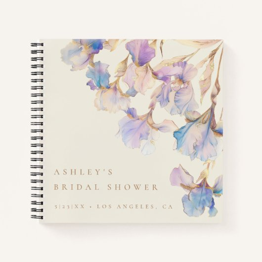 ウォーターカラーアイリスブライダルシャワーゲストブック ノートブック (正面)