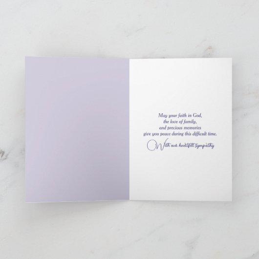 ウォーターカラーアイリスブーケ悔やみや弔慰 カード (内部)