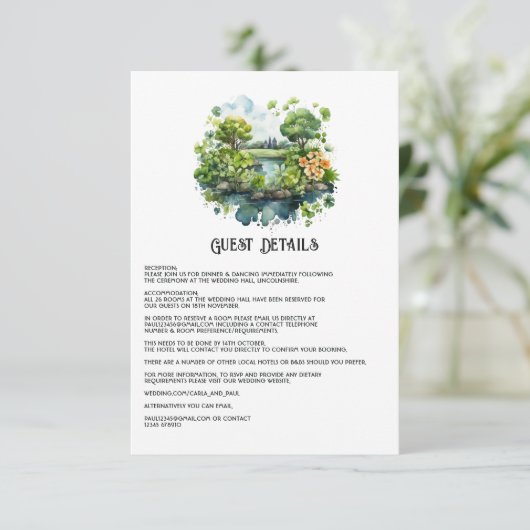 ウォーターカラーアイルラ結婚ンドズゲスト詳細 エンクロージャーカード (スタンド正面)