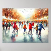 ウォーターカラーアウトドアアイススケートで滑る会場 ポスター (正面)