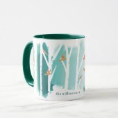 ウォーターカラーアクアウォッシュ樺の木ツリー&金ゴールド鳩 マグカップ (正面左)