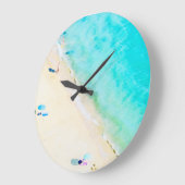 ウォーターカラーアクアブルートロピカルビーチ ラージ壁時計 (傾斜)