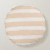 ウォーターカラーアクアホワイトビーチストライプズ ラウンドクッション (裏面)