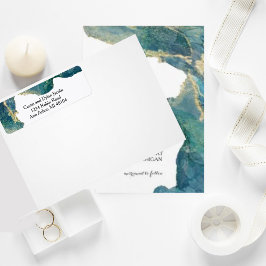 ウォーターカラーアクア差出人住所ラベル ラベル