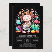 ウォーターカラーアクソロテルパステル誕生日 招待状 (正面/裏面)