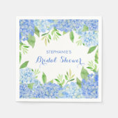 ウォーターカラーアジダニアブルーフローラブライダルシャワー スタンダードカクテルナプキン (正面)