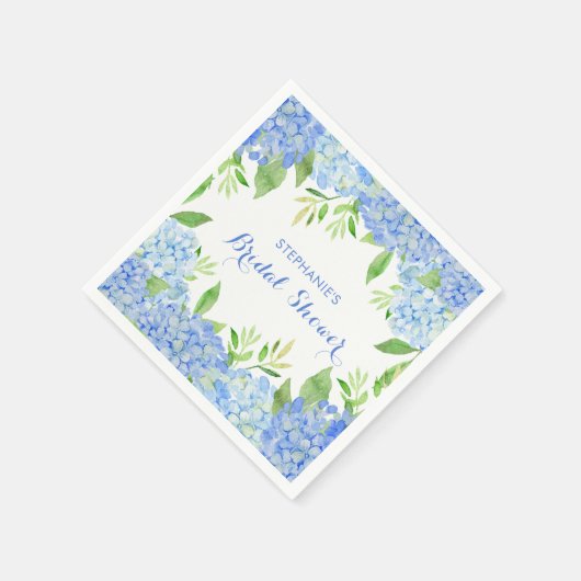 ウォーターカラーアジダニアブルーフローラブライダルシャワー スタンダードカクテルナプキン (角)