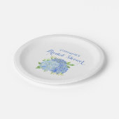 ウォーターカラーアジダニアブルーフローラブライダルシャワー ペーパープレート (アングル)