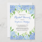 ウォーターカラーアジダニアブルーフローラブライダルシャワー 招待状 (正面)