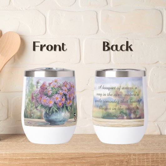 ウォーターカラーアスター及び《鳥》アメリカゴガラ引用文ウォーターボトル