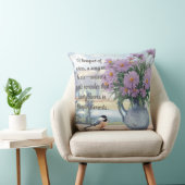 ウォーターカラーアスター及び《鳥》アメリカゴガラ引用文装飾用クッション クッション (椅子)