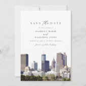 ウォーターカラーアトランタジョージアスカイラインセーブザデート 招待状 (正面)