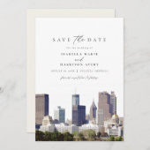 ウォーターカラーアトランタジョージアスカイラインセーブザデート 招待状 (正面/裏面)