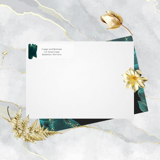 ウォーターカラーアナスタシアブラックアンドグリーン住所 シール