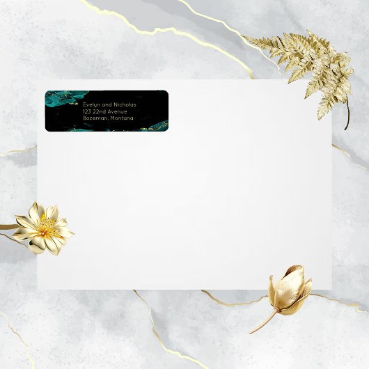 ウォーターカラーアナスタシアブラックアンドグリーン住所 シール