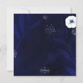 ウォーターカラーアネモネネイビーブルーブライダルシャワー 招待状 (裏面)