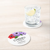 ウォーターカラーアネモン結婚フローラコースター ラウンドペーパーコースター (インサイチュ)