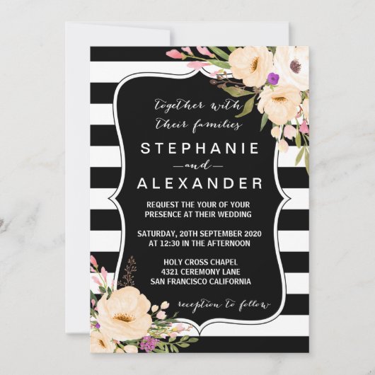 ウォーターカラーアネモン開花結婚式招待状 招待状 (正面)