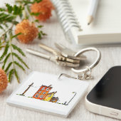 ウォーターカラーアパートメントウィズ通りライト キーホルダー (正面右)