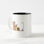 ウォーターカラーアパートメントウィズ通りライト ツートーンマグカップ (正面左)