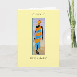 ウォーターカラーアフリカンアートレエレガントディ誕生日 カード