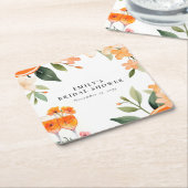 ウォーターカラーアペロルスピリッツブライダルシャワー スクエアペーパーコースター (アングル)