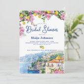ウォーターカラーアマルフィコーストピンクレモンブライダルシャワー 招待状 (スタンド正面)