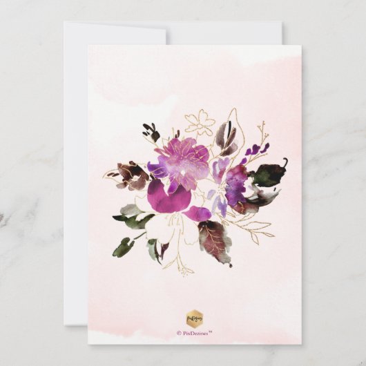 ウォーターカラーアユさくらんぼレッドブライダルルンチョ 招待状 (裏面)