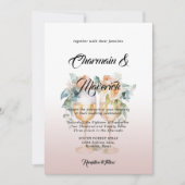 ウォーターカラーアラバスターダスティピンクローズ結婚ズ 招待状 (正面)