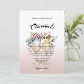 ウォーターカラーアラバスターダスティピンクローズ結婚ズ 招待状 (スタンド正面)