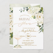 ウォーターカラーアラバスターバラブライダルシャワー 招待状 (正面/裏面)