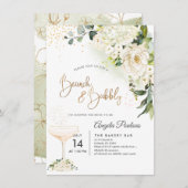 ウォーターカラーアラバスターバラブランチバブリー 招待状 (正面/裏面)