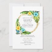 ウォーターカラーアロハトロピカルサマービーチ結婚式 招待状 (正面)