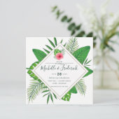 ウォーターカラーアロハルアウ（ハワイ式宴会）ビーチ結婚式招待状 招待状 (スタンド正面)