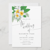 ウォーターカラーアロハルアウ(ハワイ式宴会)ビーチ結婚式招待状 招待状 (正面)