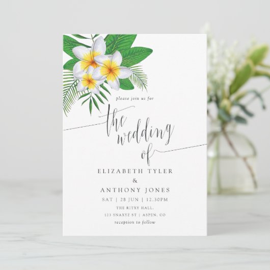 ウォーターカラーアロハルアウ(ハワイ式宴会)ビーチ結婚式招待状 招待状 (スタンド正面)