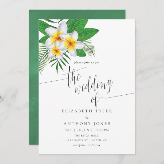 ウォーターカラーアロハルアウ(ハワイ式宴会)ビーチ結婚式招待状 招待状 (正面/裏面)