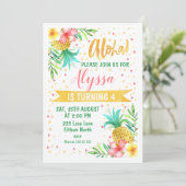 ウォーターカラーアロハルアウ(ハワイ式宴会)誕生日招待状 招待状 (スタンド正面)