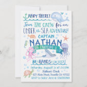 ウォーターカラーアンダーザシー誕生日招待状 招待状 (正面)