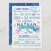 ウォーターカラーアンダーザシー誕生日招待状 招待状 (正面/裏面)