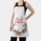 ウォーターカラーアントラートナカイ（鳥）ショウジョウコウカンチョウクリスマス エプロン (インサイチュ)