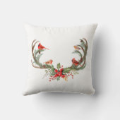 ウォーターカラーアントラートナカイ(鳥)ショウジョウコウカンチョウクリスマス クッション (裏面)